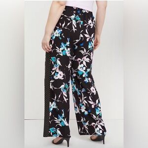 Lane Bryant 14/16 Floral Black and White Polkadot Women's Pants NWT